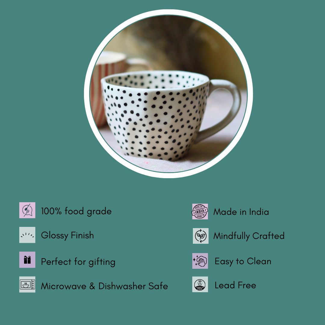 black polka mug with details 