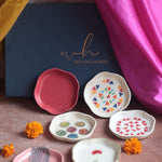 Set of 6 Handpainted Dessert Plates (for the price of 5) Diwali Gift Box made by ceramic