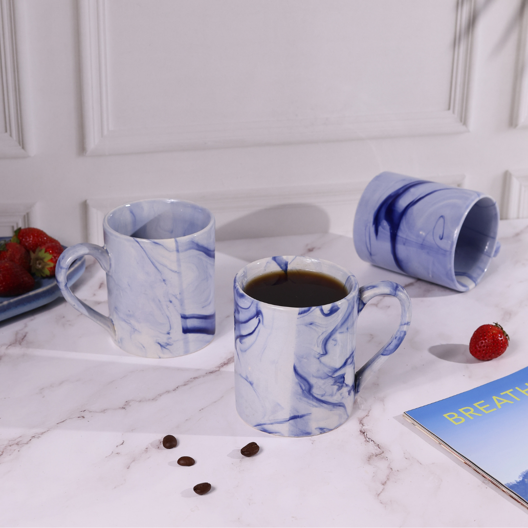 blue & white marble mug made by ceramic 