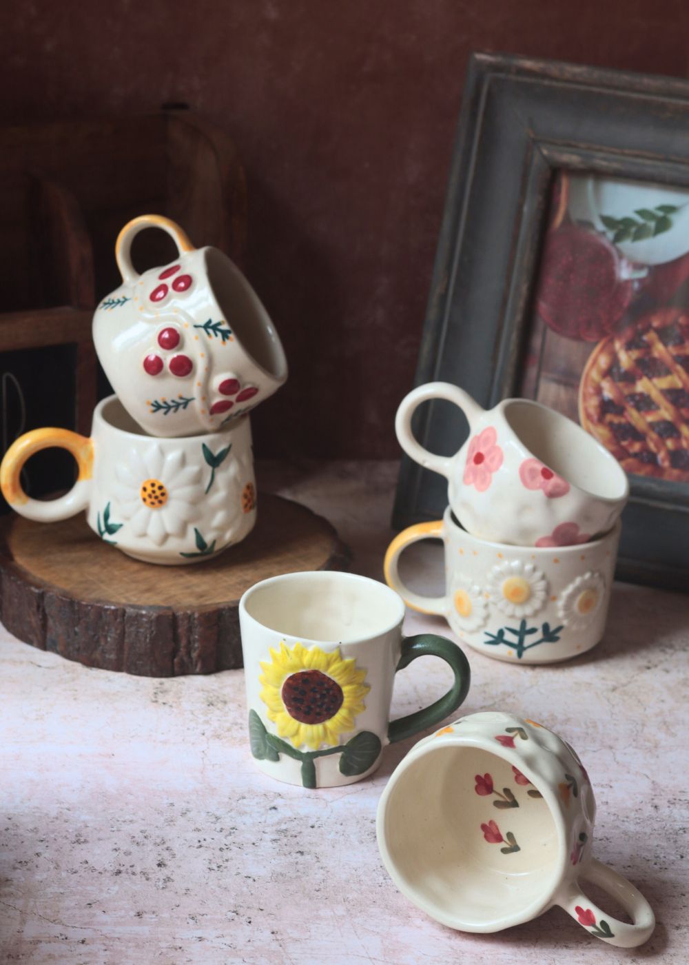 Set of 6 Blossom Bliss Mugs (for the price of 5) made by ceramic