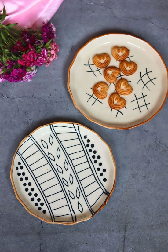 Paisley Dreams & Tic Tac Toe Snack Plates made by ceramic