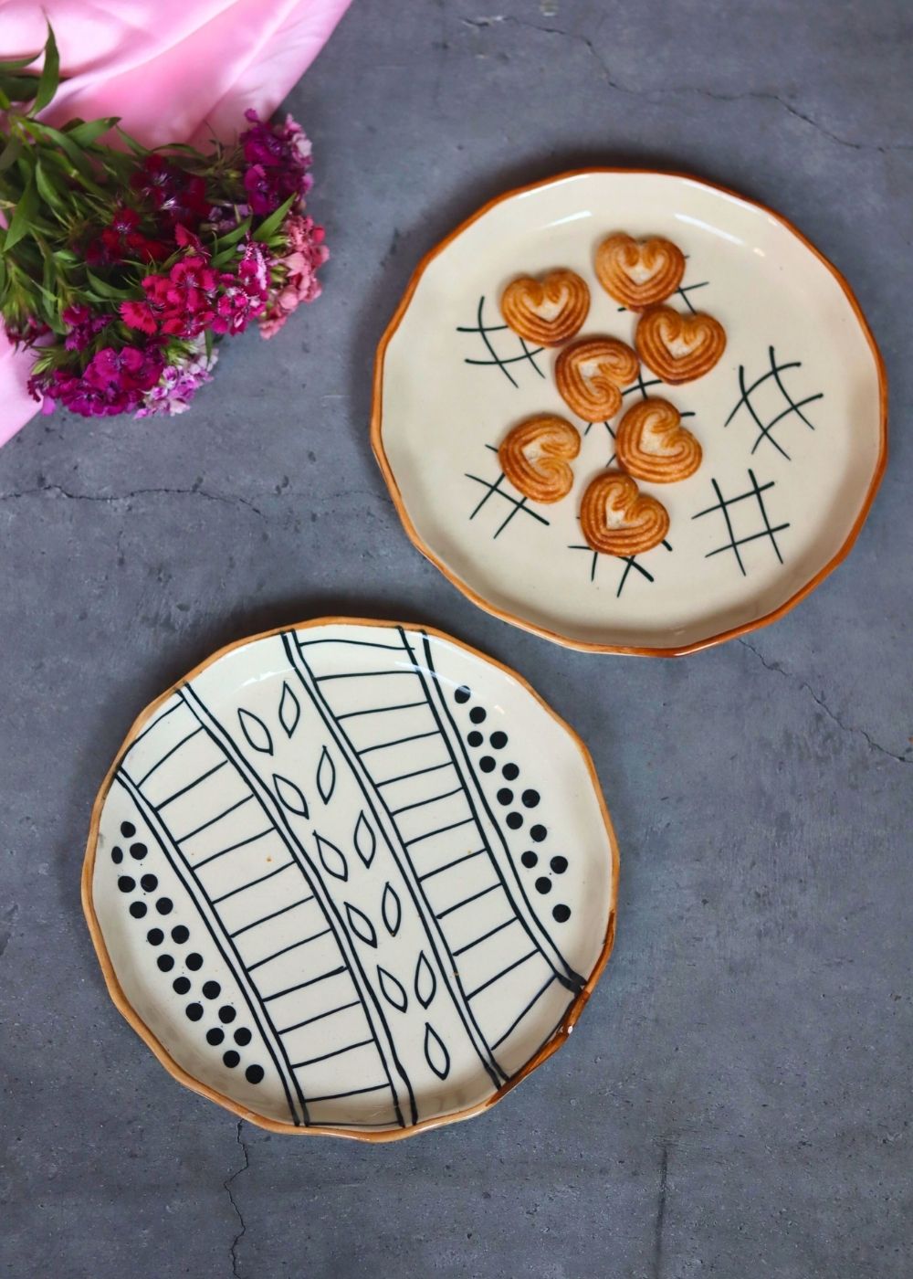 Paisley Dreams & Tic Tac Toe Snack Plates made by ceramic