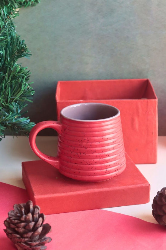 Handmade Hot Red Mug in a Gift Box