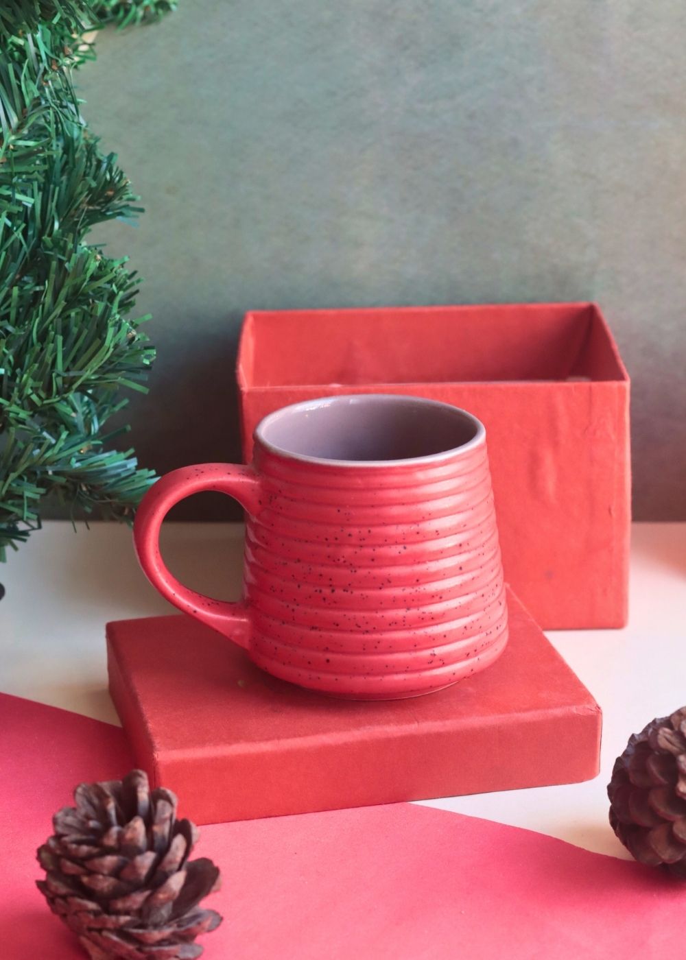 Handmade Hot Red Mug in a Gift Box