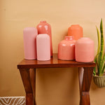set of 6 pink vase with different design