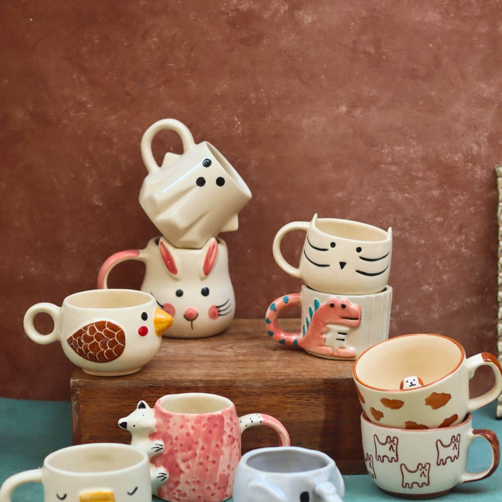 Set of 10 Mystic Animal Mugs (for the price of 7) made by ceramic