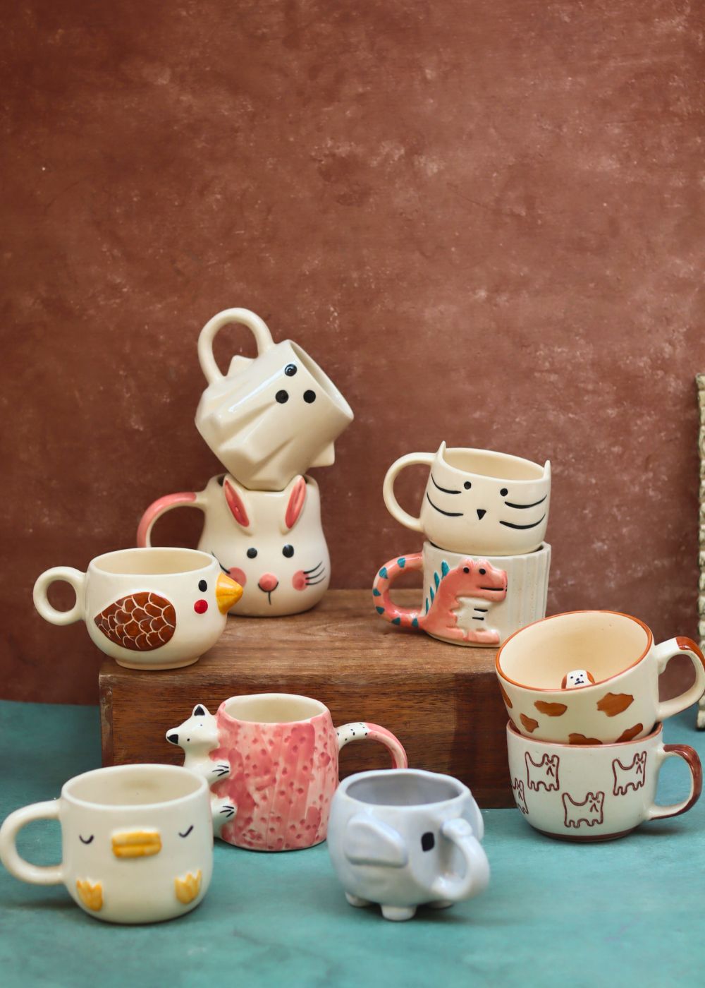 Set of 10 Mystic Animal Mugs (for the price of 7) made by ceramic