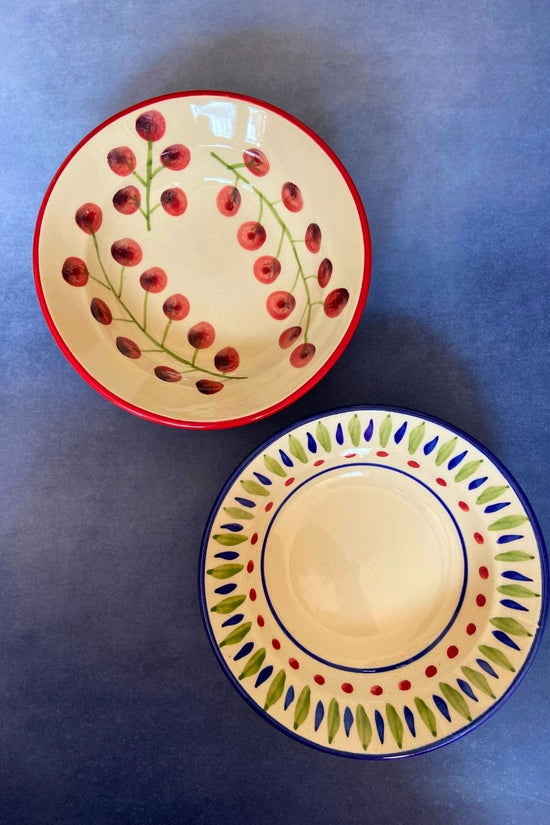 cherry tomato & bohemian pasta plate handmade in india