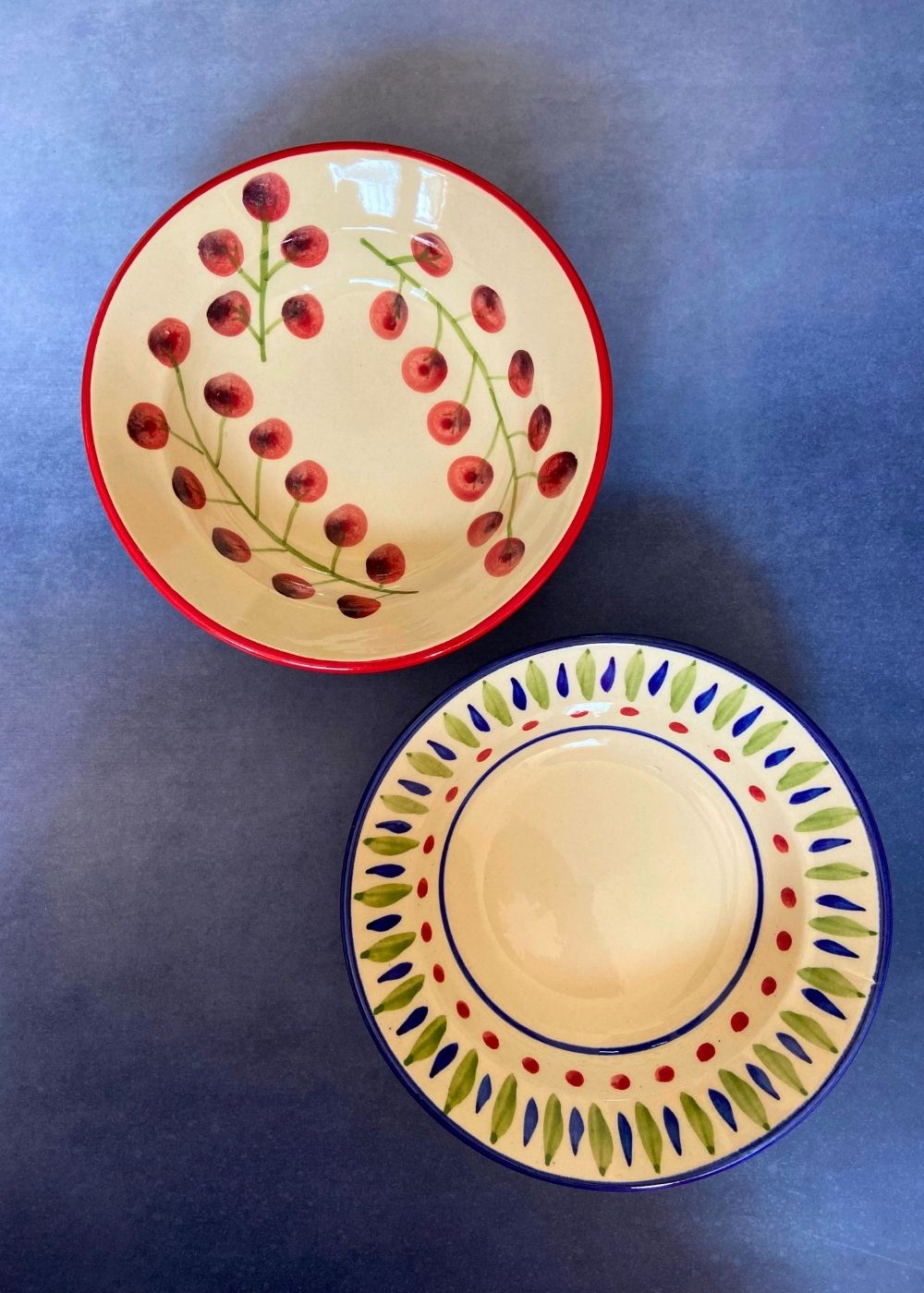 cherry tomato & bohemian pasta plate handmade in india