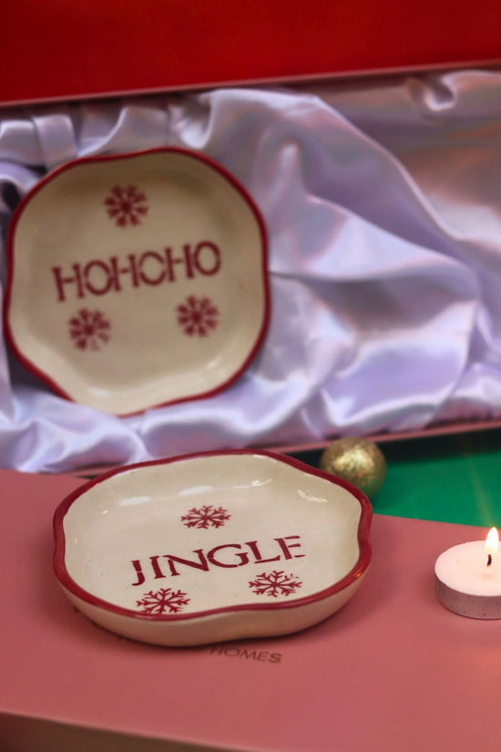 Jingle & HOHOHO Handmade Dessert plate in a Gift Box handmade in india
