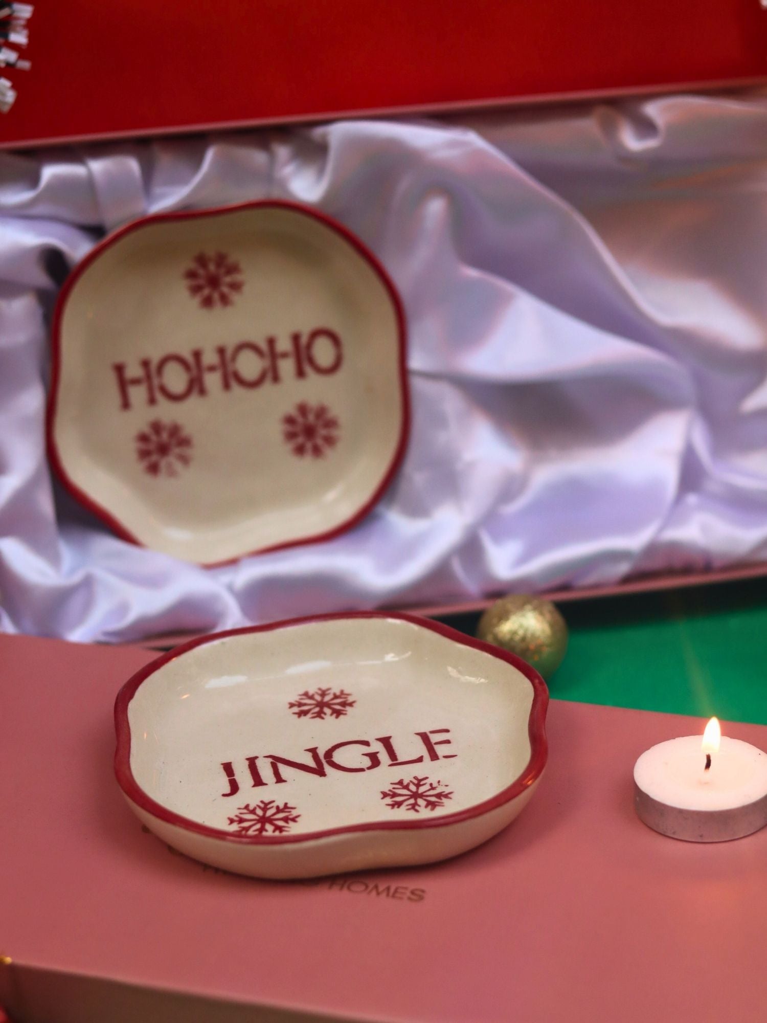 Jingle & HOHOHO Handmade Dessert plate in a Gift Box handmade in india