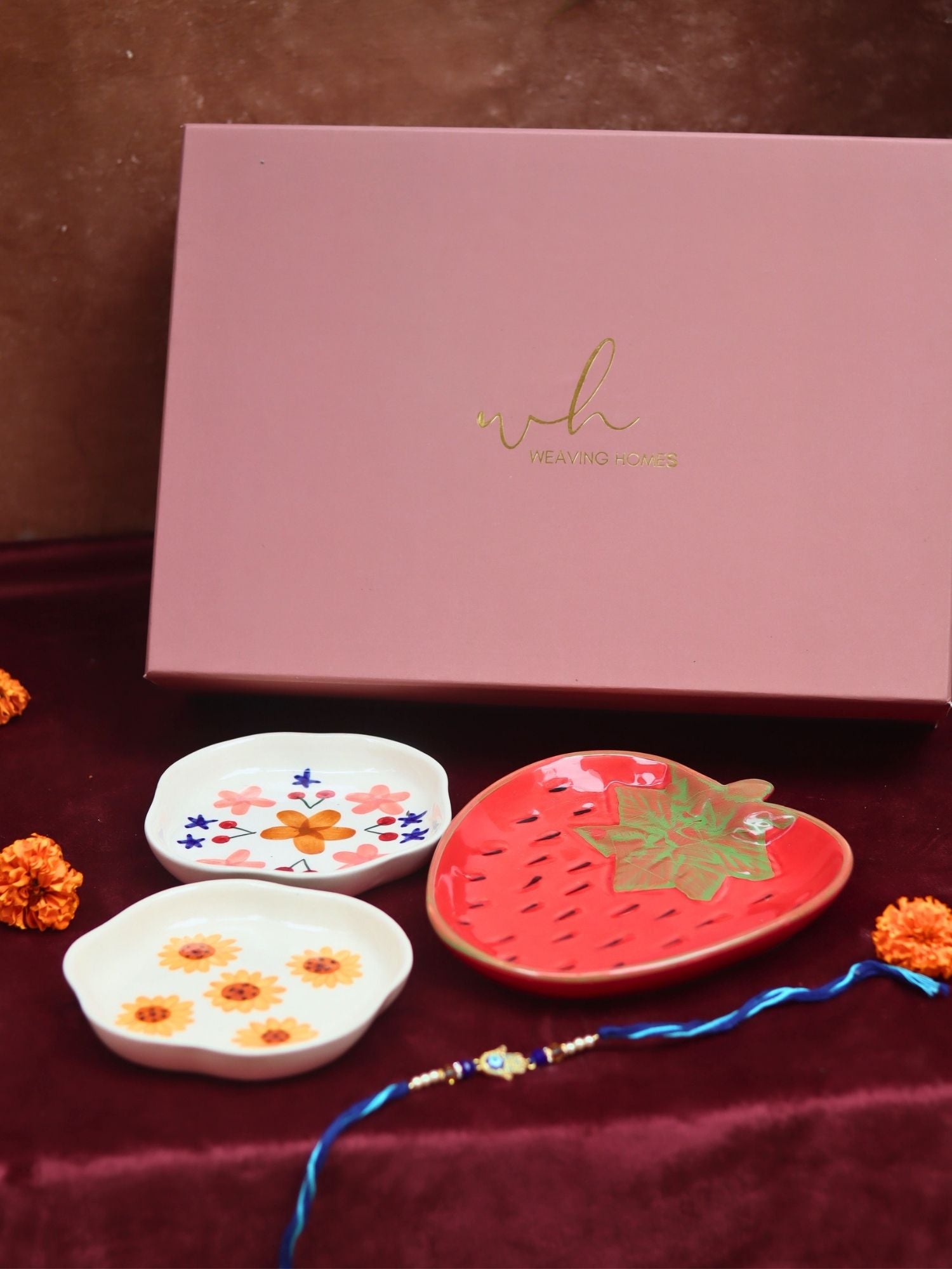 handmade lead free The Blissful Bloom Luxe Rakhi Gift Hamper