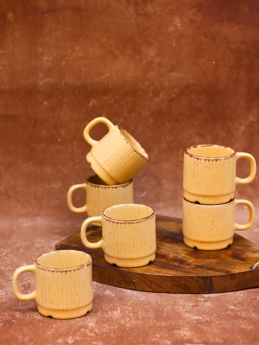 Ivory Bliss Tea Cups - Set of 6 made by ceramic