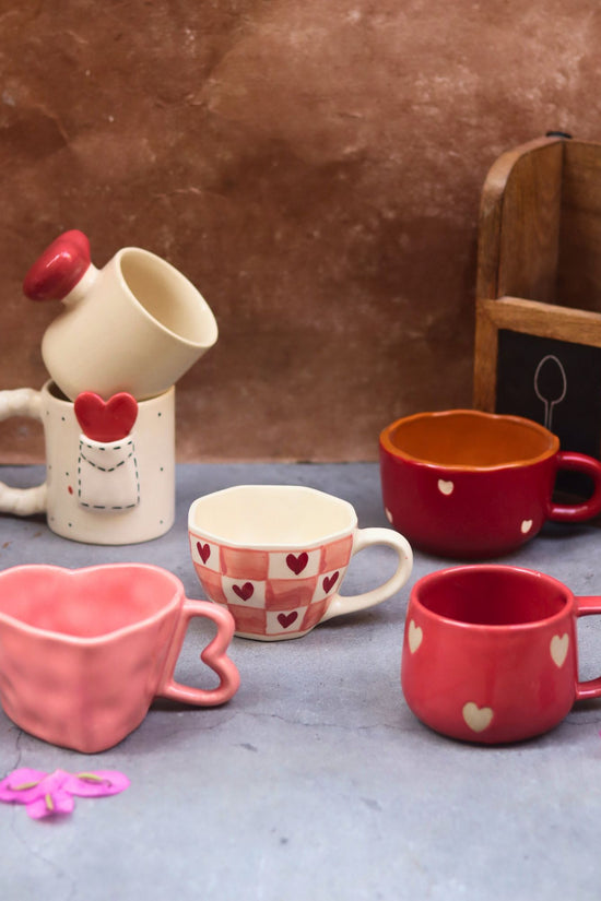Set of 6 Sips of Love Mugs (for the price of 5) handmade in India