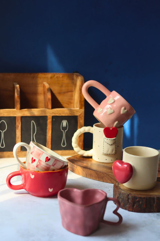 Handmade Set of 6 Sips of Love Mugs (for the price of 5)