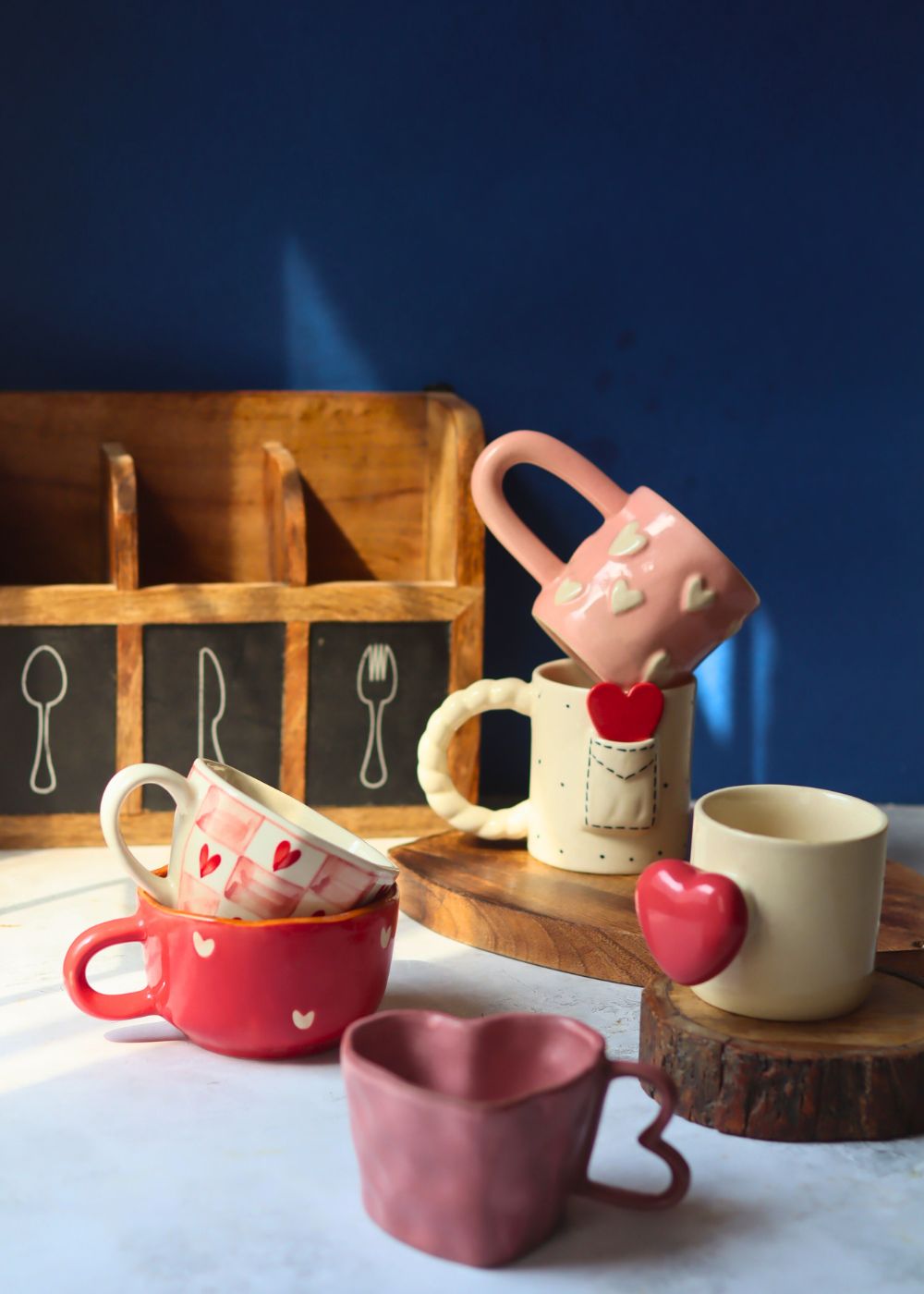 Handmade Set of 6 Sips of Love Mugs (for the price of 5)