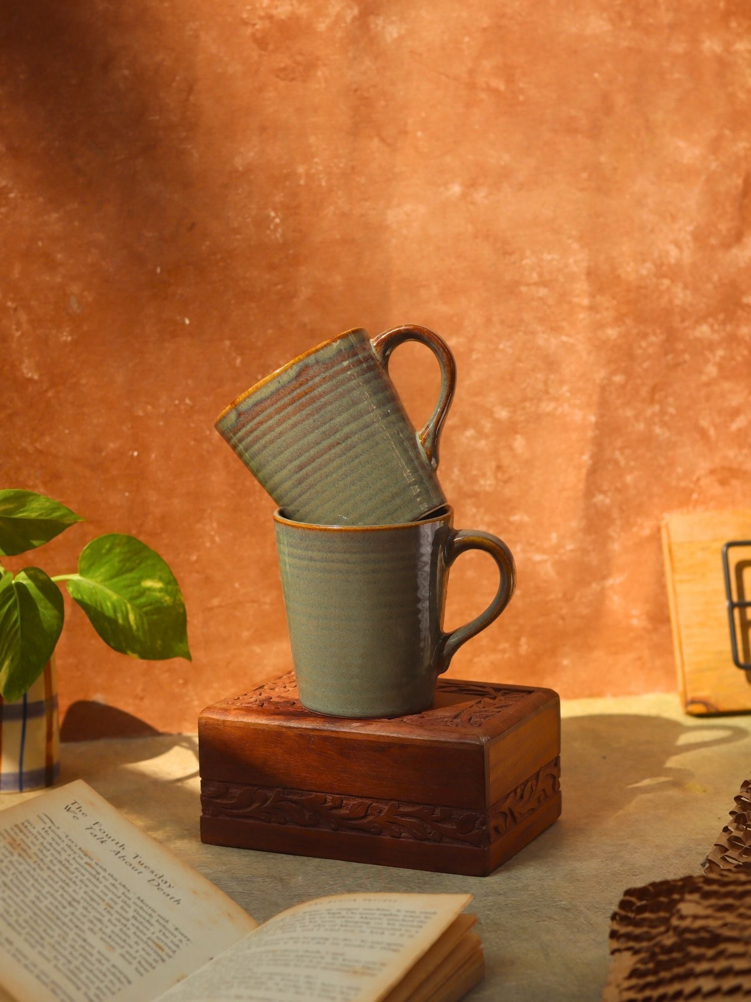 Olive coffee mug handmade in india