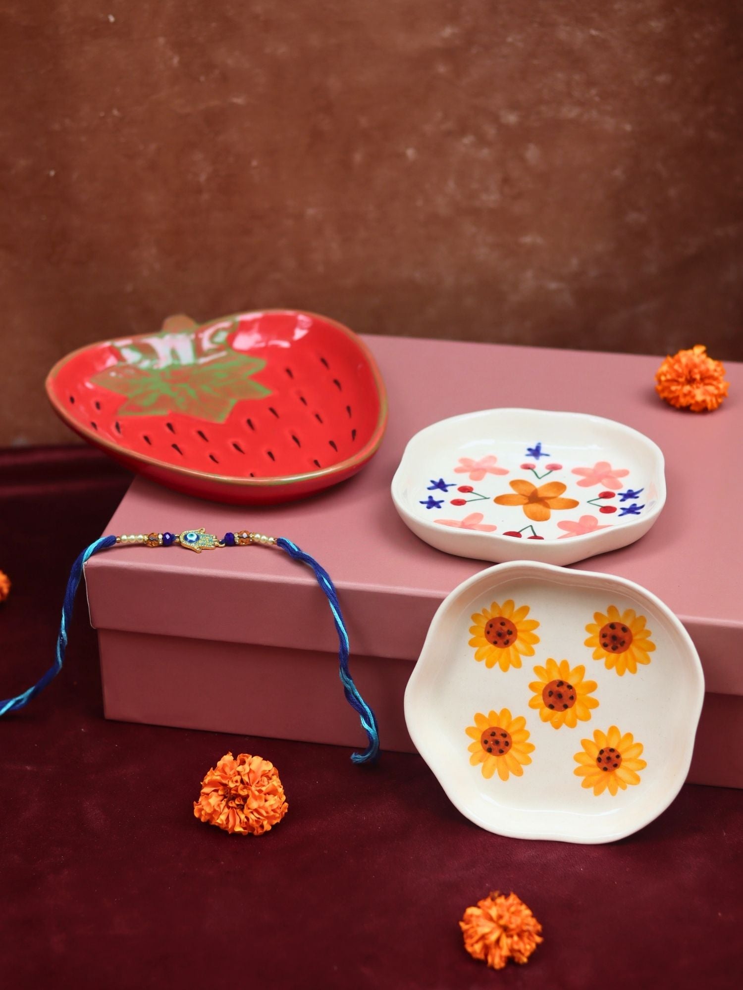 The Blissful Bloom Luxe Rakhi Gift Hamper with premium quality material