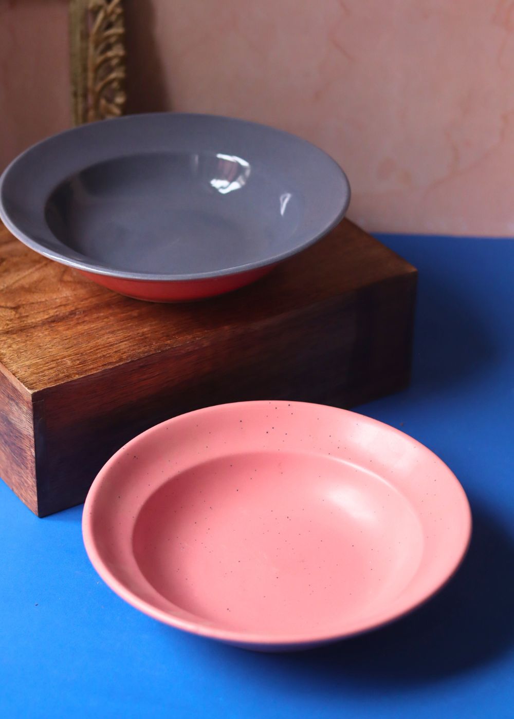 Subtle Grey & Rosy Pink Pasta Plate - Set of 2 made by ceramic