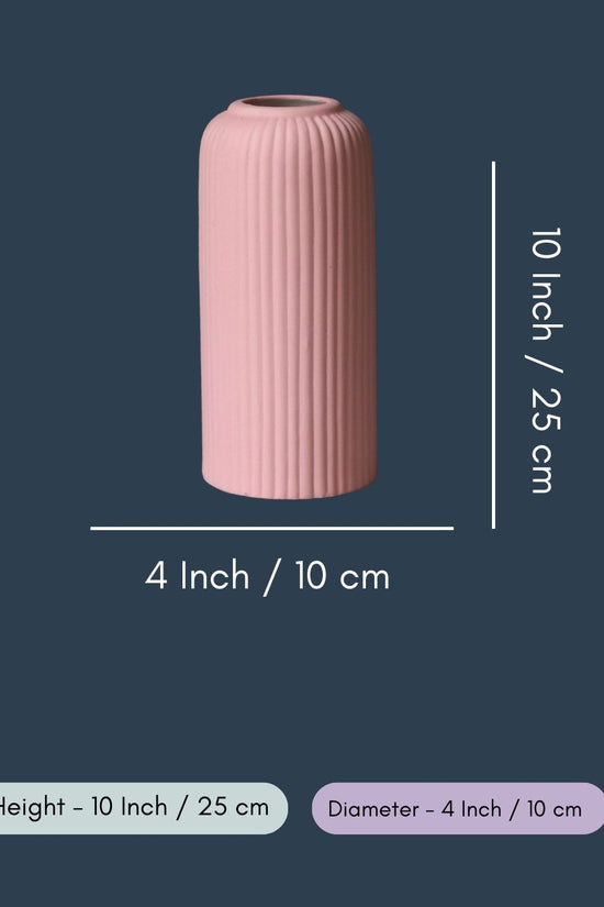 Pink Ribbed Vase - Tall