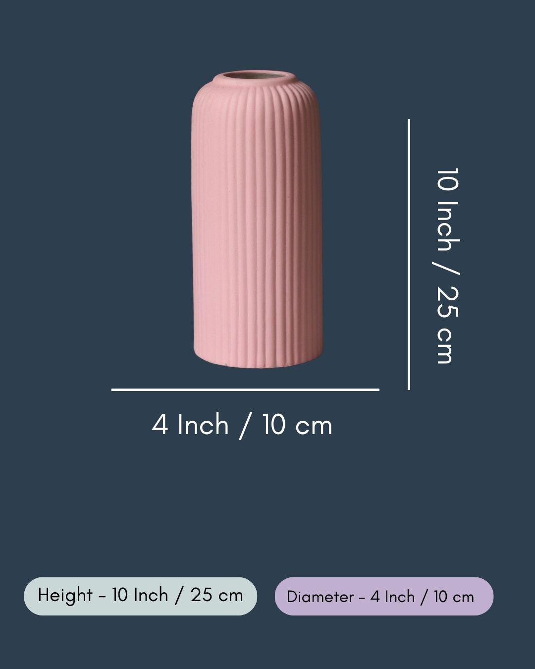 Pink Ribbed Vase - Tall