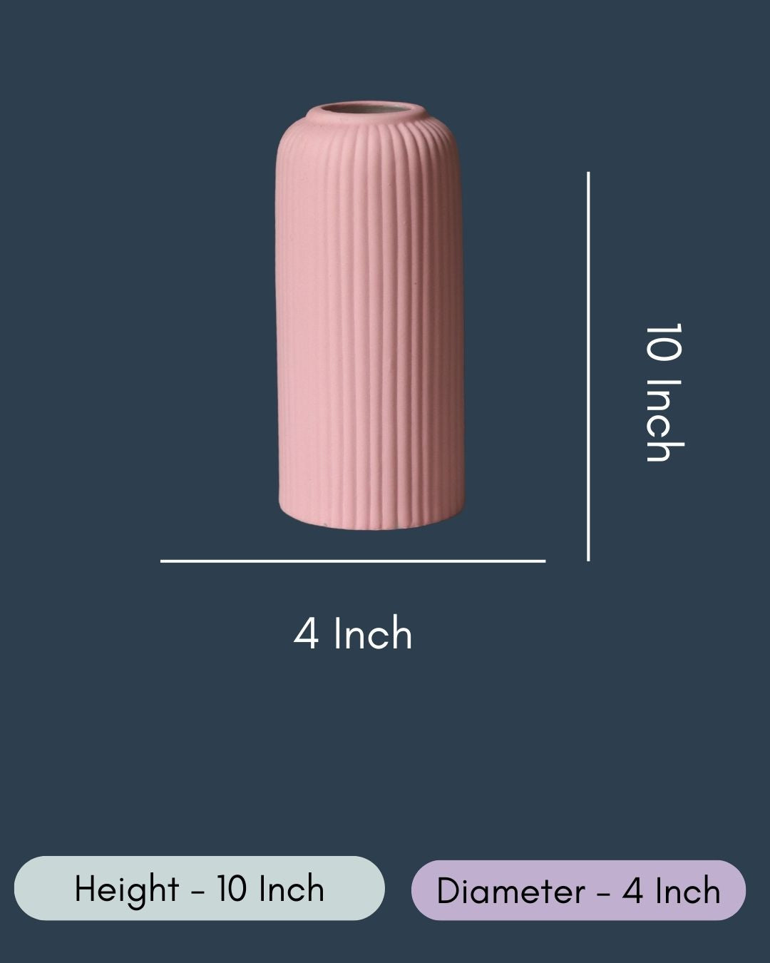 Pink Ribbed Vase - Tall