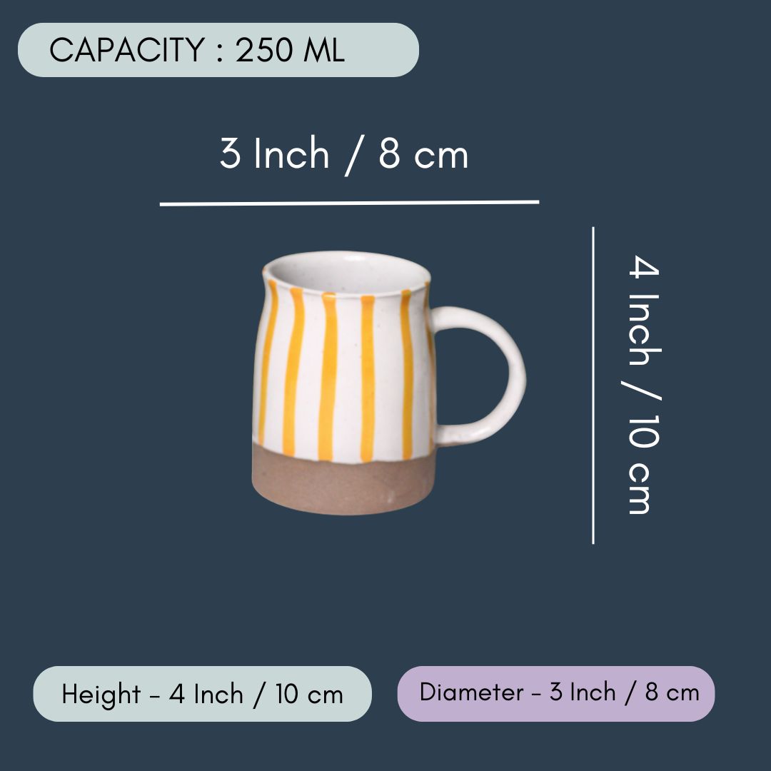 Yellow Striped Mug - Set of 6