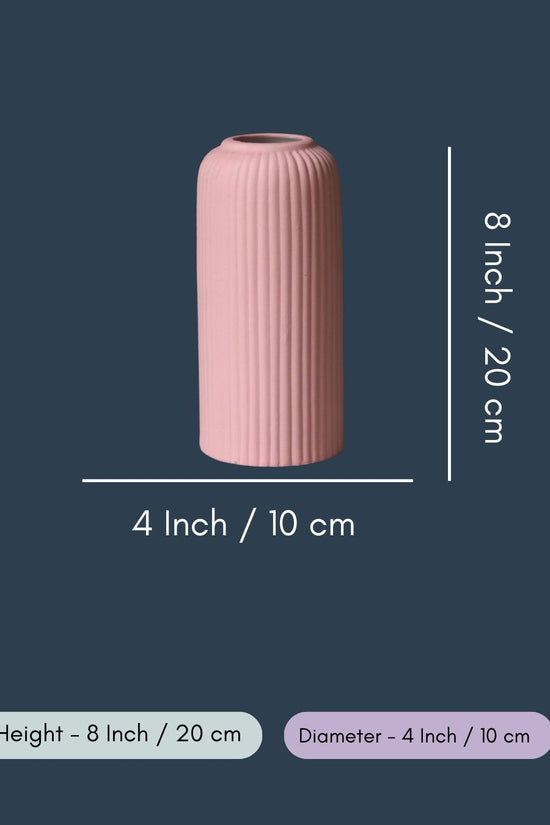 Pink Ribbed Vase - Medium
