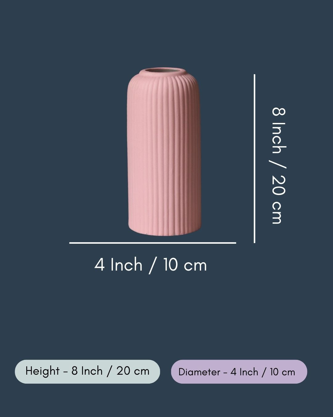 Pink Ribbed Vase - Medium
