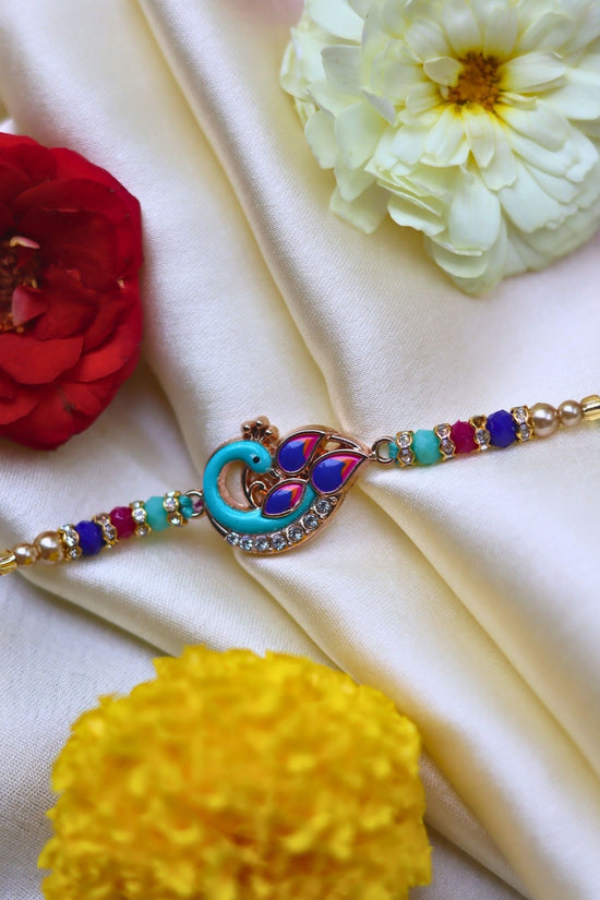 Peacock Rakhi handmade in India