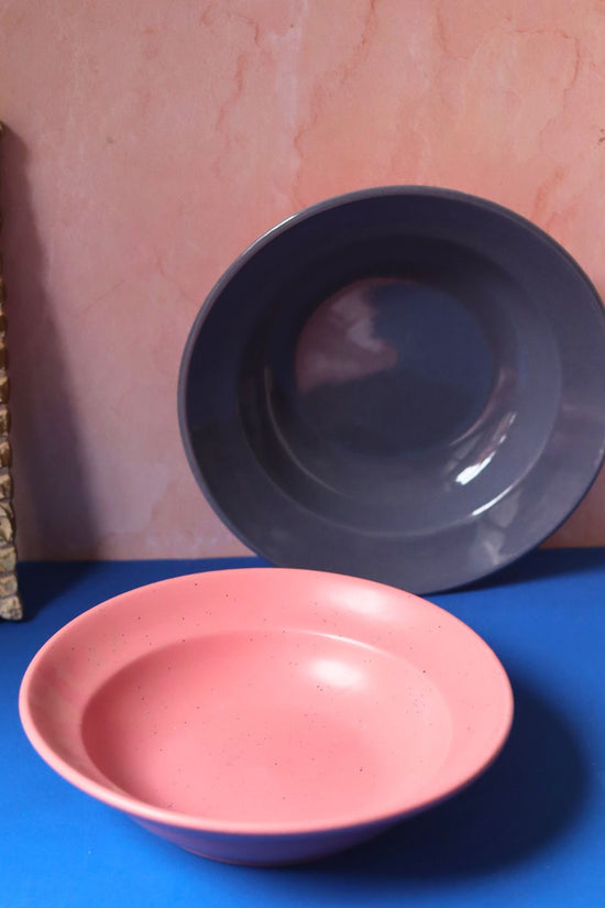 Subtle Grey & Rosy Pink Pasta Plate - Set of 2 handmade in india