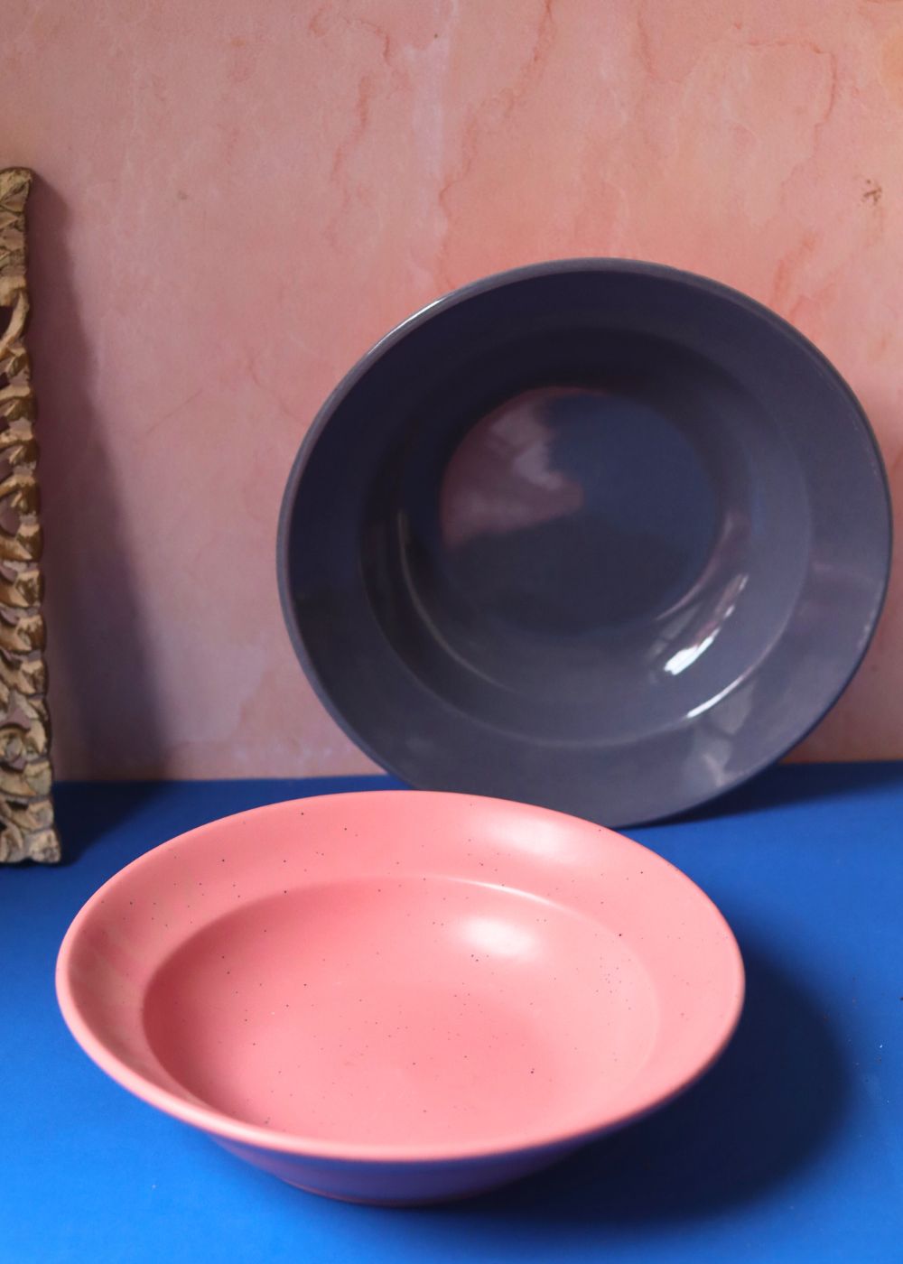 Subtle Grey & Rosy Pink Pasta Plate - Set of 2 handmade in india