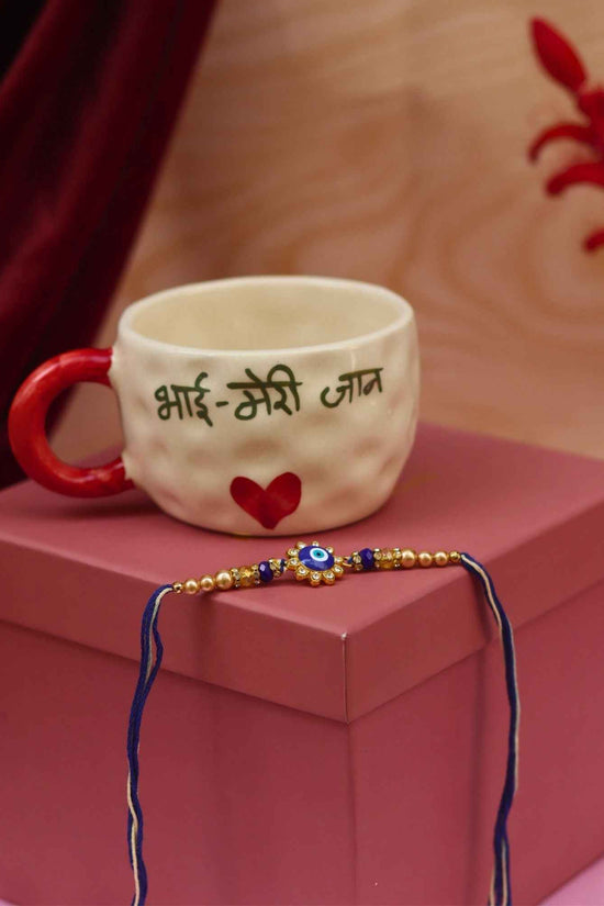 Bhai meri jaan Mug with evil eye Clushter rakhi Gift Box