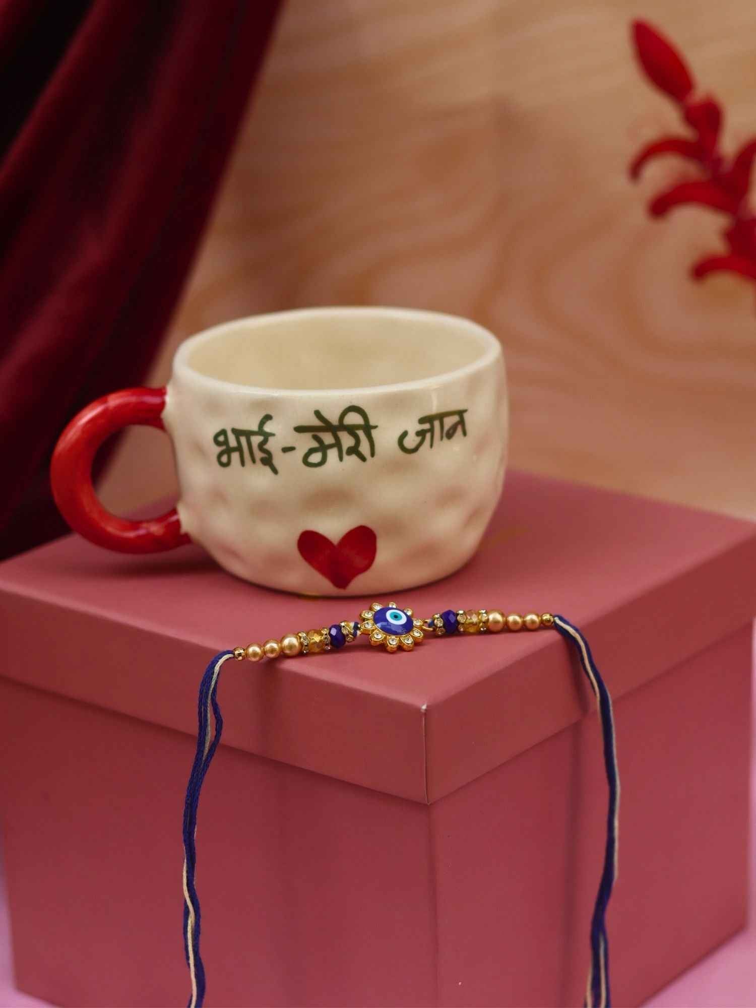 Bhai meri jaan Mug with evil eye Clushter rakhi Gift Box