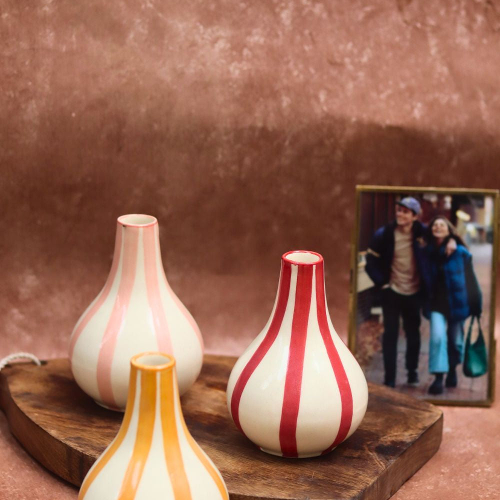 handmade Set of 3 - Striped Vases