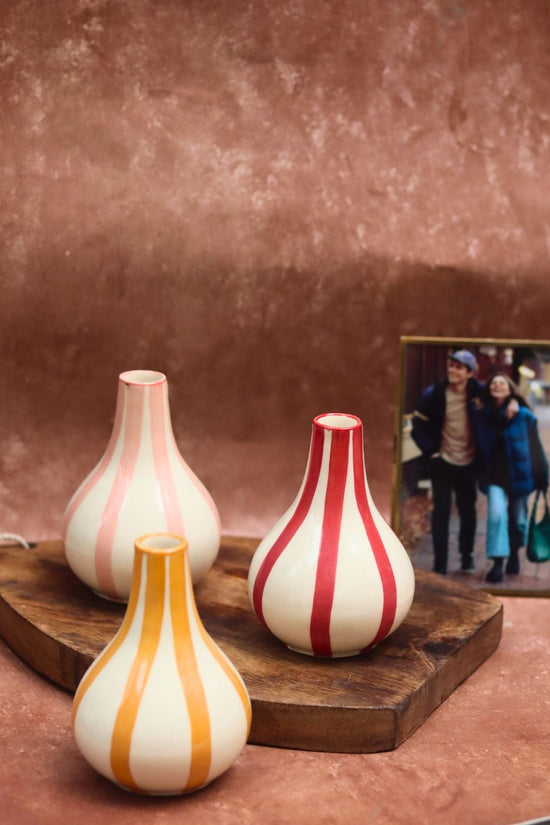 handmade Set of 3 - Striped Vases