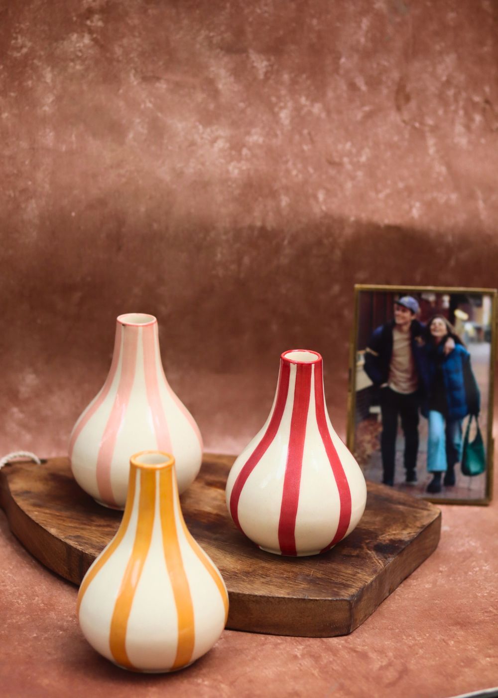 handmade Set of 3 - Striped Vases