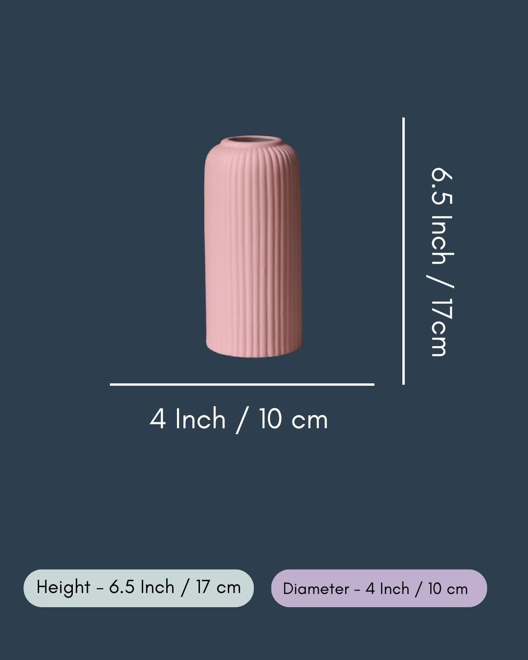 Pink Ribbed Vase - Short