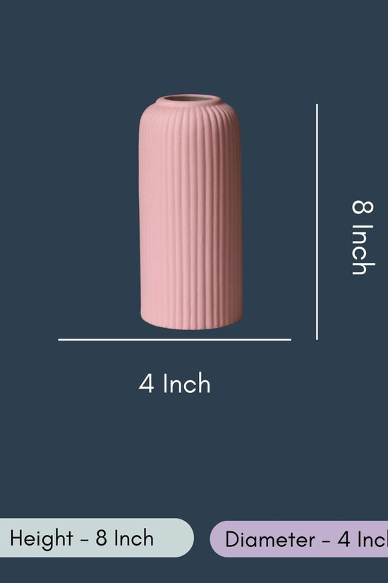 Pink Ribbed Vase - Medium