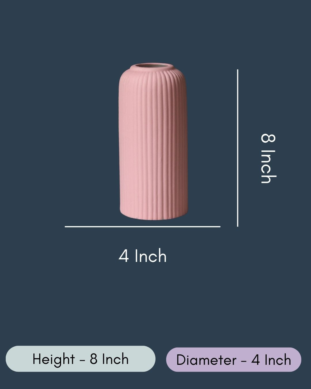 Pink Ribbed Vase - Medium