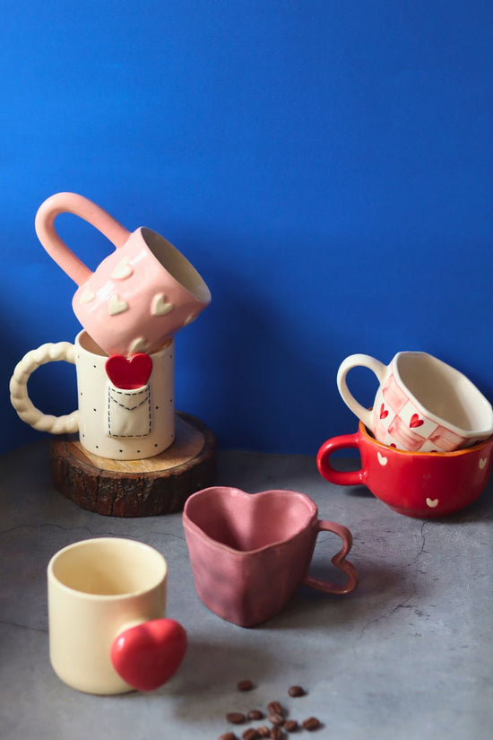 Set of 6 Sips of Love Mugs (for the price of 5) handmade in india