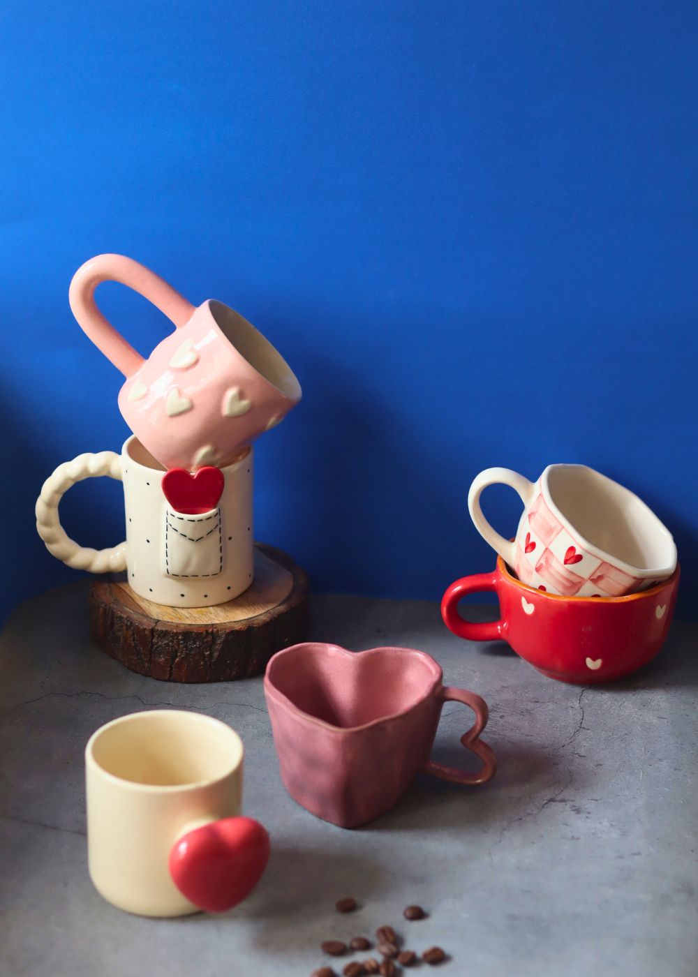 Set of 6 Sips of Love Mugs (for the price of 5) handmade in india