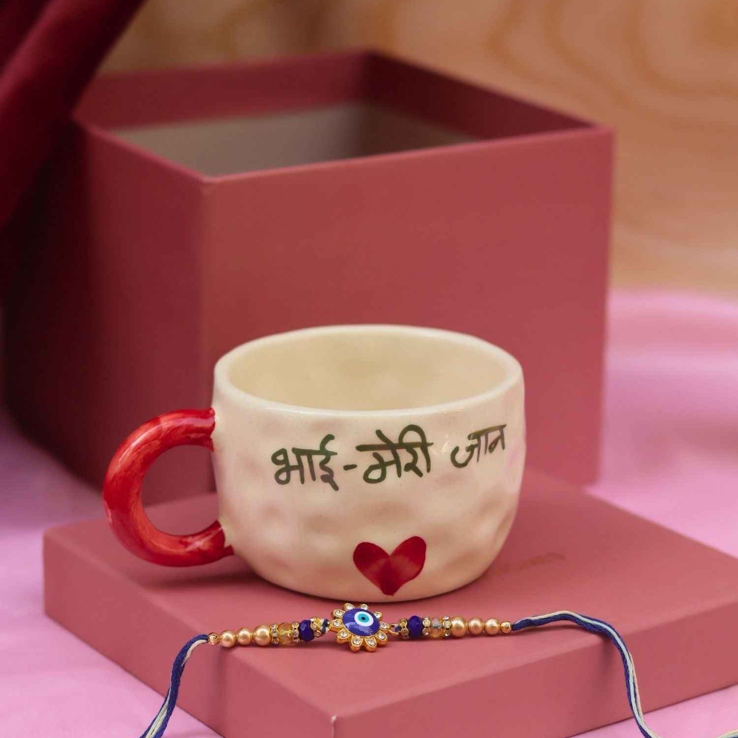 Bhai meri jaan Mug with evil eye Clushter rakhi Gift Box