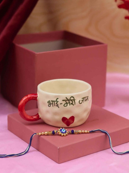 Bhai meri jaan Mug with evil eye Clushter rakhi Gift Box