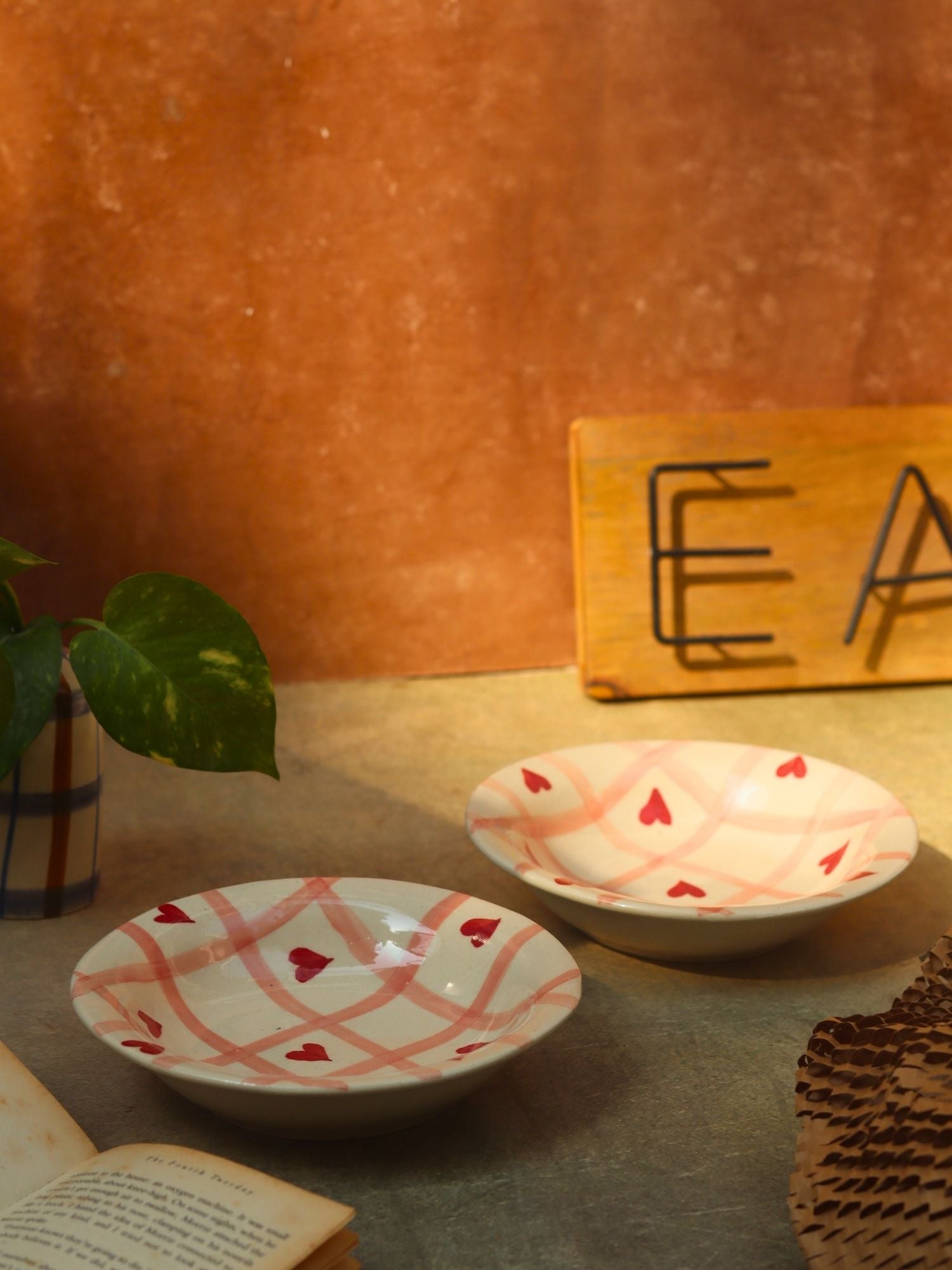 Chequered Heart Pasta Plate with premium quality maerial