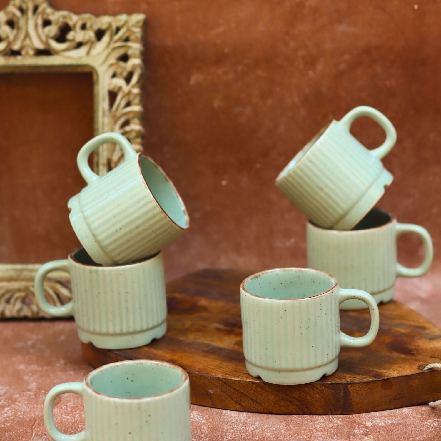 Mint Bliss Tea Cups - Set of 6 made by ceramic