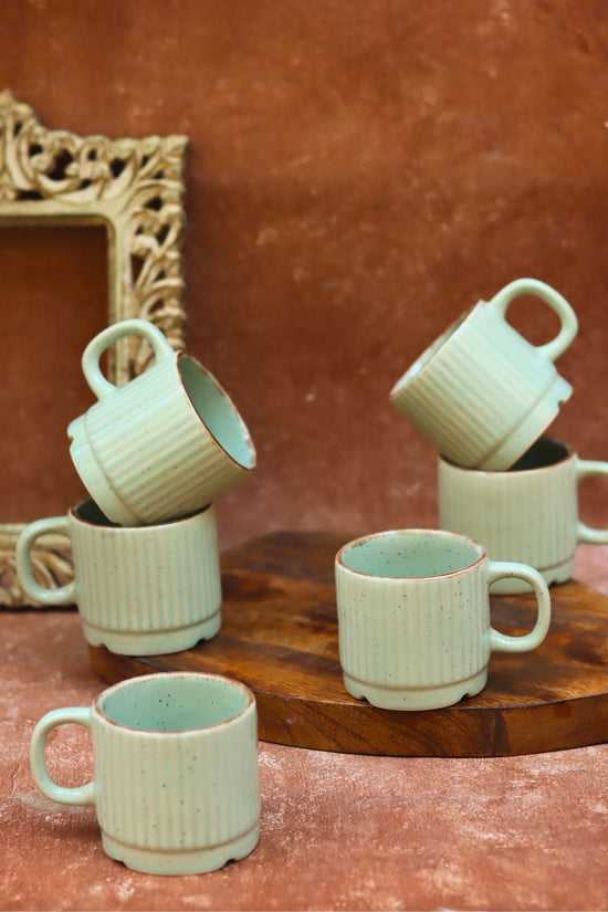 Mint Bliss Tea Cups - Set of 6 made by ceramic