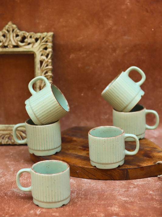 Mint Bliss Tea Cups - Set of 6 made by ceramic
