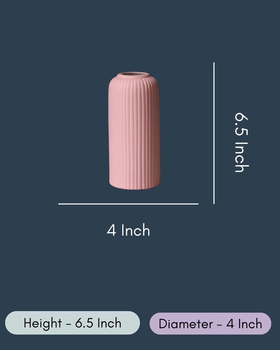 Pink Ribbed Vase - Short