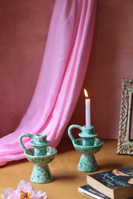 Noor Candle Holder - Set of 2 made by ceramic